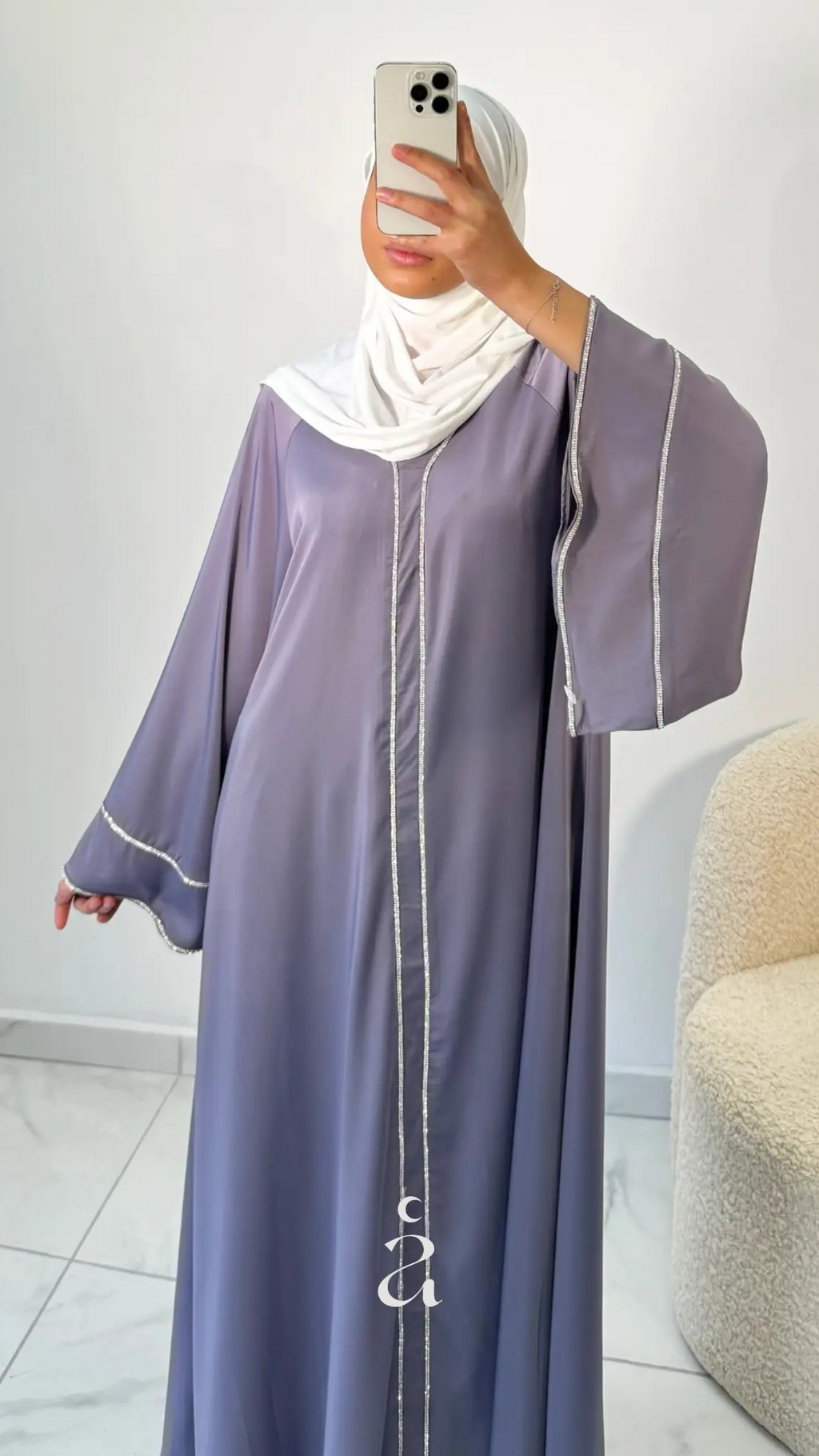 ABAYA SATINÉ - À STRASS