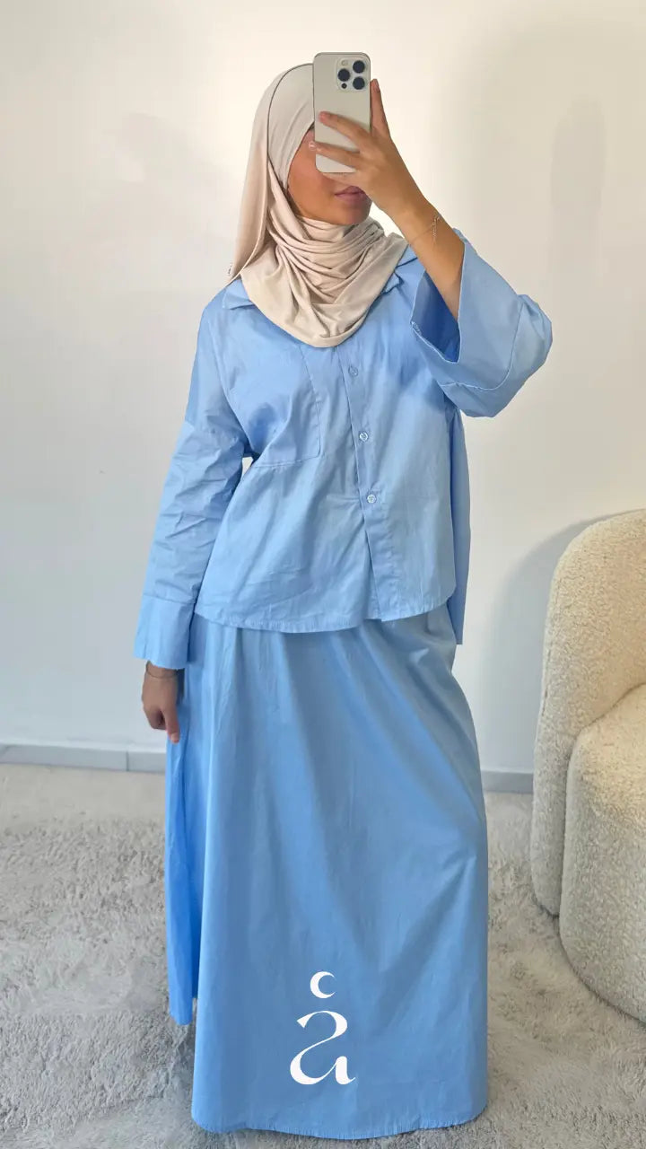 ENSEMBLE CHEMISE JUPE POPELINE 100% COTON - ILWA