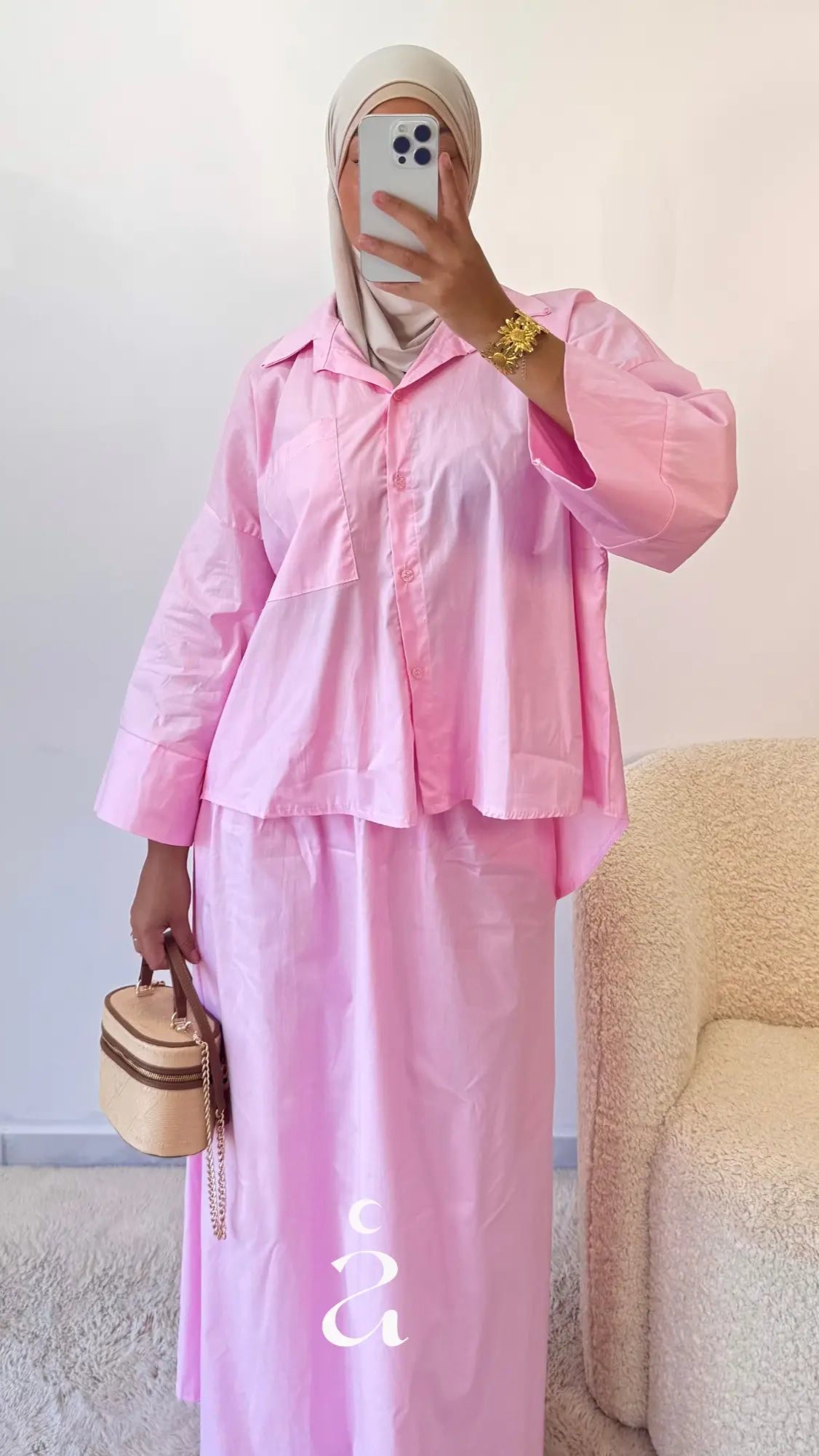 ENSEMBLE CHEMISE JUPE POPELINE 100% COTON - ILWA