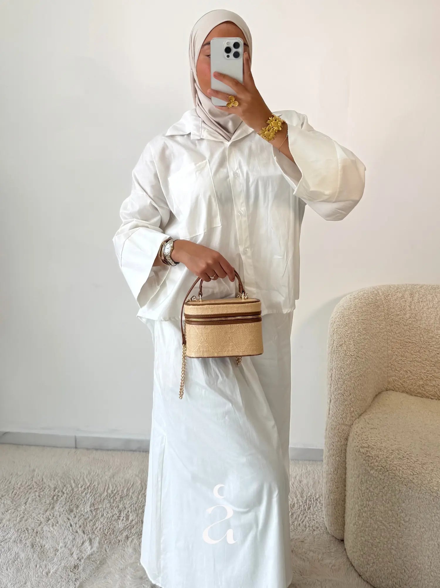 ENSEMBLE CHEMISE JUPE POPELINE 100% COTON - ILWA